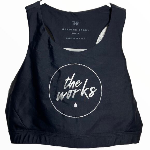 Heroine Sport Sports Bra Racerback "The Works" Water Drop Graphic Black Small - Picture 1 of 4